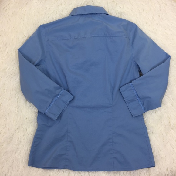 Old Navy blue button down shirt with 3/4 sleeves - Picture 2 of 4